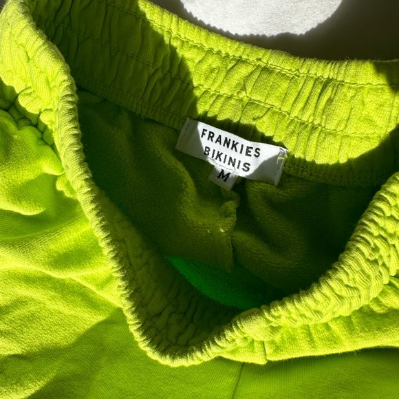 Frankies Bikinis Aiden Neon Green Butterfly Print Sweatpants M - Picture 3 of 5
